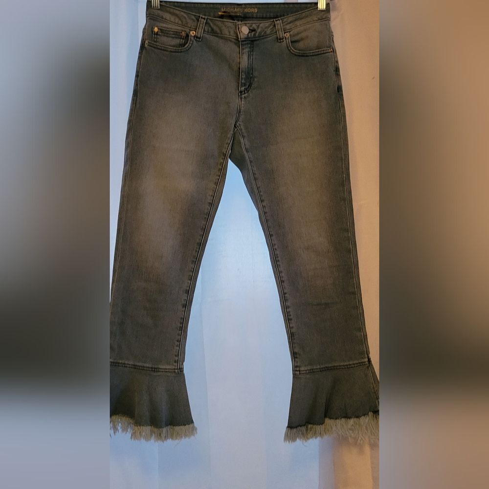 MICHAEL KORS  BLUE FLARE FRINGE JEANS
